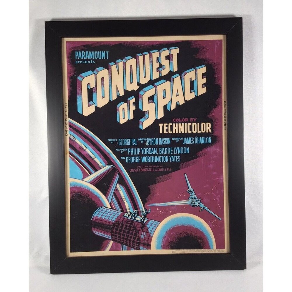 1955 Sci-fi Movie Poster “Conquest Of Space” Framed Reprint Man Cave Movie Room